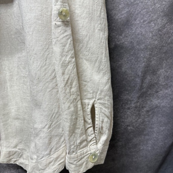 Jones New York 100% Linen Button Up Shirt Womens L Beige Asymmetric Lagenlook - Picture 3 of 10